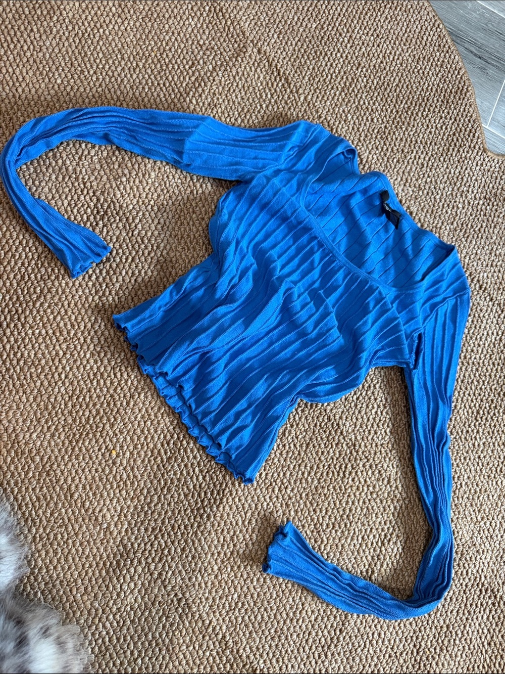 Forever 21 Electric Blue Ribbed Long Sleeve Top